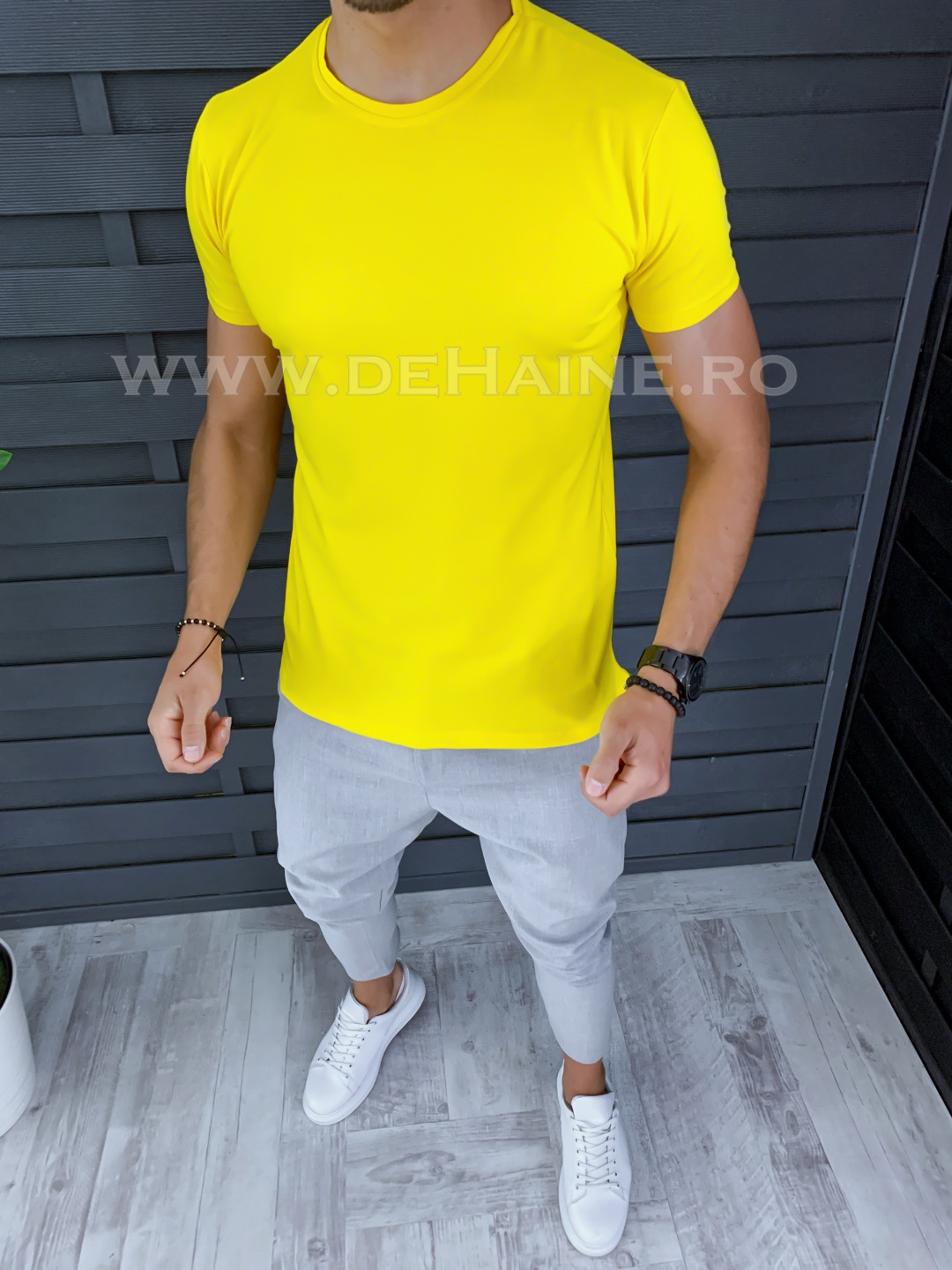 Tricou barbati slim fit galben b1282 p8-4